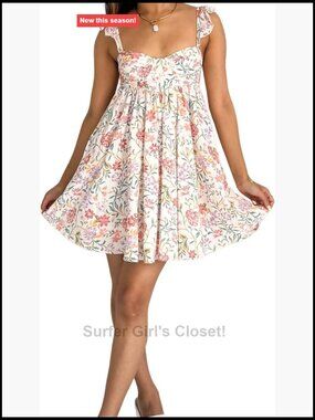 Women Y2K Mini Dress Flowy Babydoll Ruffle Strap Summer Sleeveless